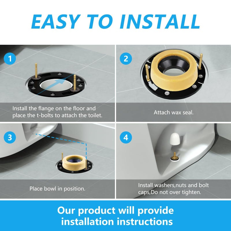 MENNTY Toilet Flange Extra Thick with Toilet Wax Ring Replacement Kit, Include Wax Ring Bolts PVC Toilet Flange Repair Kit for 3"" or 4"" Pipes, Fit Toilet Install & Repair - Image 4